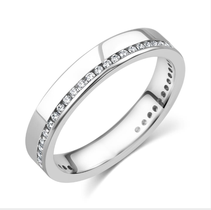 Aliança em Ouro Branco Com Diamantes