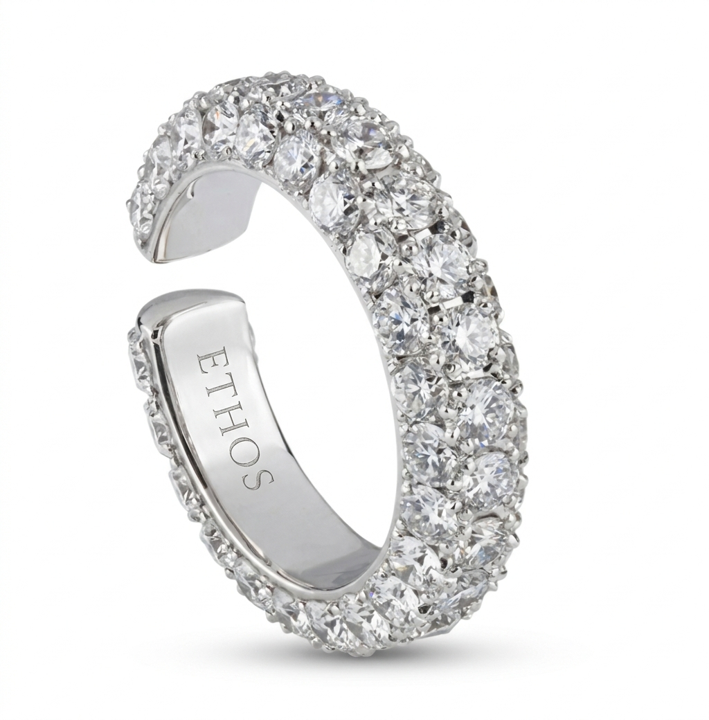 Anel | Brinco em Ouro Branco 18K com Diamantes
