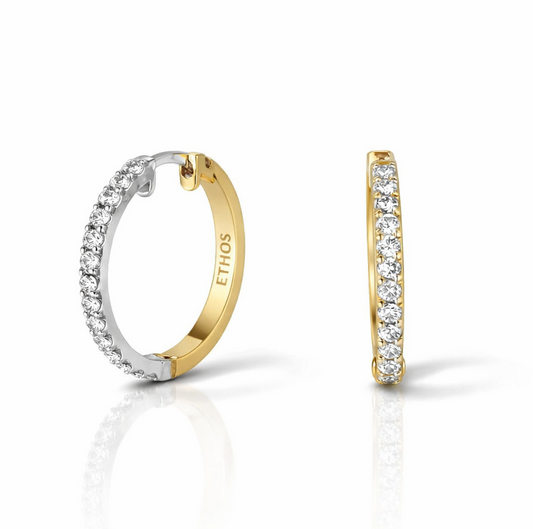 Argola 2 em 1 Ouro Branco 18K e Ouro Amarelo 18K com Diamantes