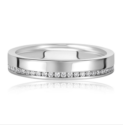 Aliança em Ouro Branco Com Diamantes