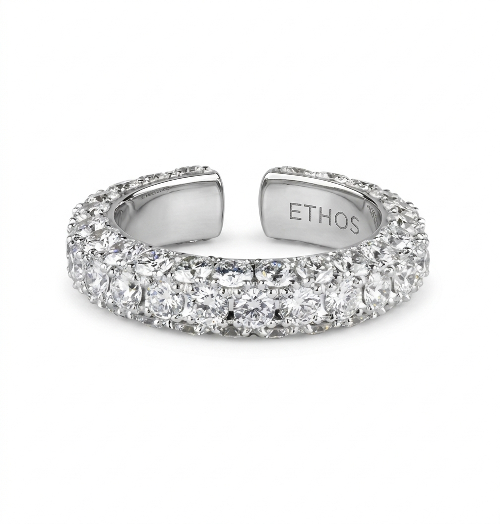 Anel | Brinco em Ouro Branco 18K com Diamantes