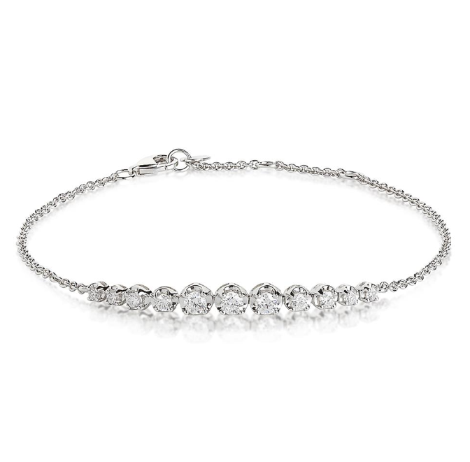 Pulseira em Ouro Branco 18K com Diamantes