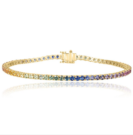 Pulseira Riviera em Ouro Amarelo 18K com Safiras