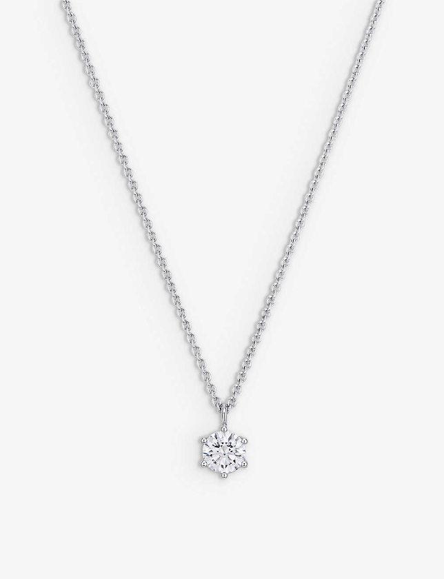 Solitaire 18kt white gold round diamond necklace